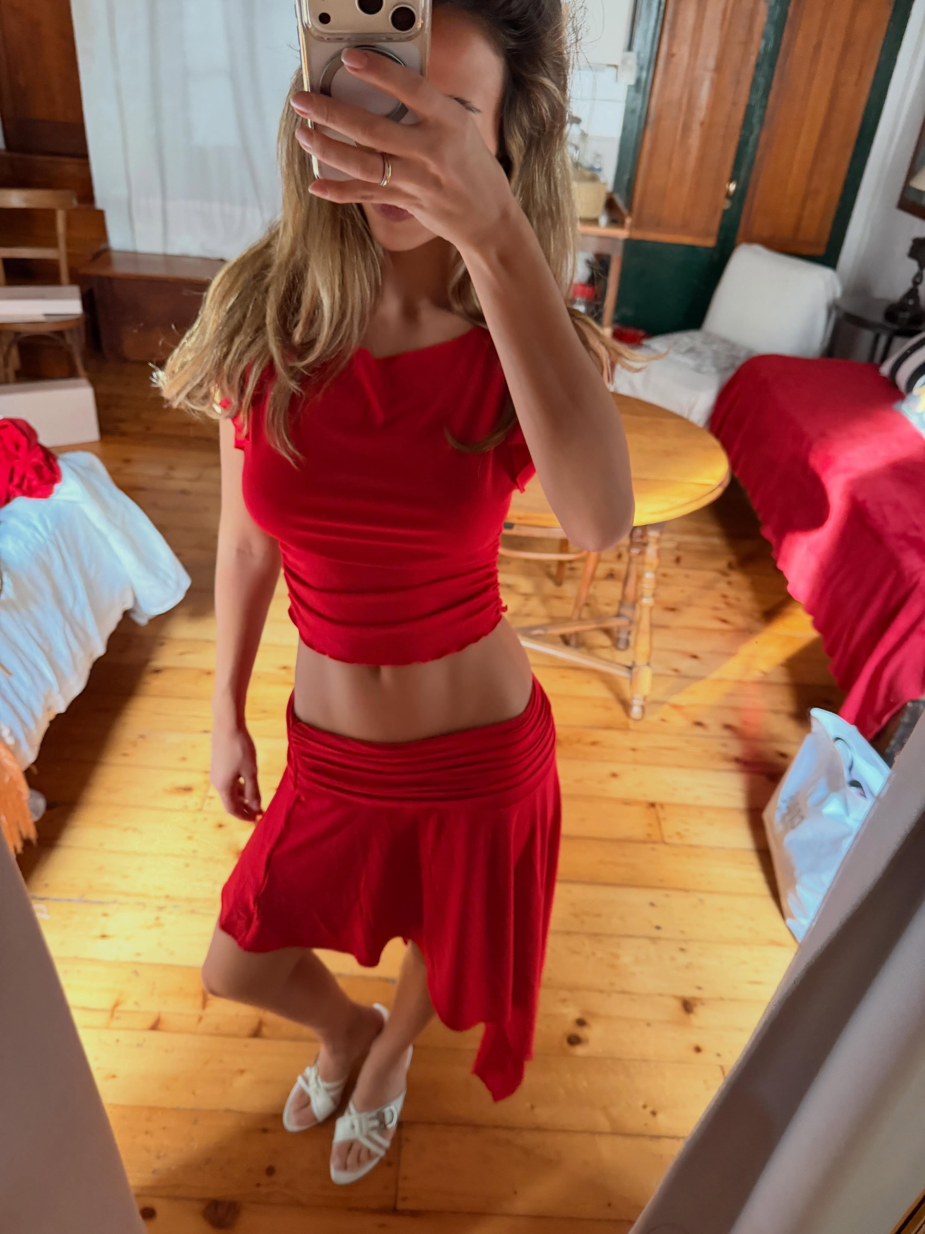 Red dress outfit